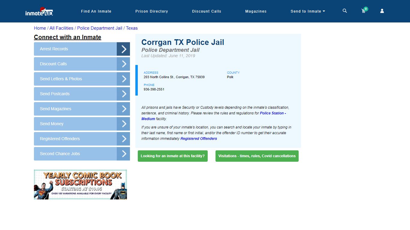 Corrgan TX Police Jail & Inmate Search - Corrigan, TX