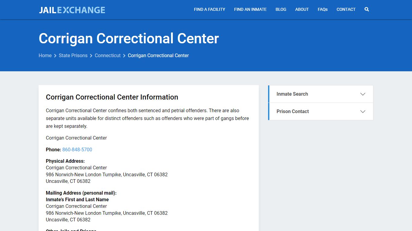 Corrigan Correctional Center Inmate Search, CT - Jail Exchange